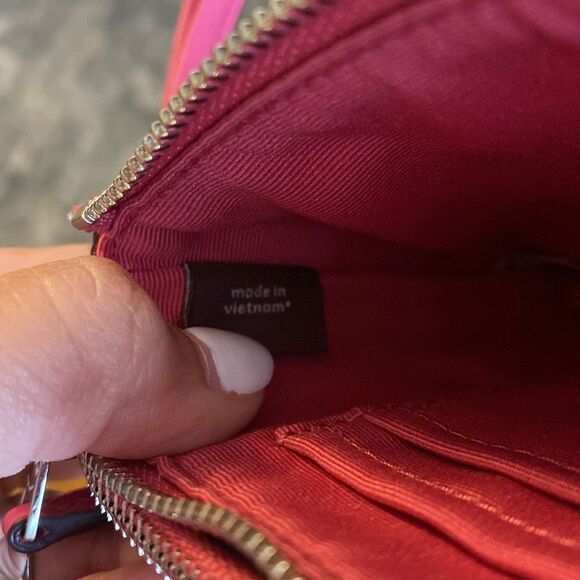 Coach Wristlet Double Zipper Small Wallet Pebbled Leather Watermelon #H1781 - Picture 14 of 15